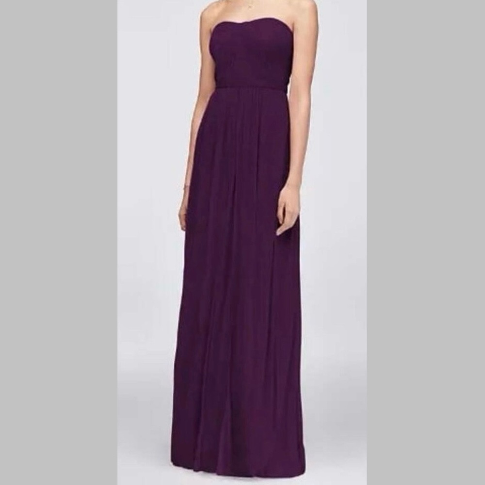 David's Bridal Sz 8 Versa Convertible Bridesmaid Dress Plum Formal Strapless